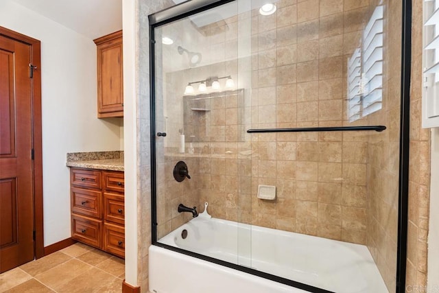 1480 Round Potrero Rd, Potrero, CA 91963 - bathroom featuring enclosed tub / shower combo, vanity, and tile patterned flooring