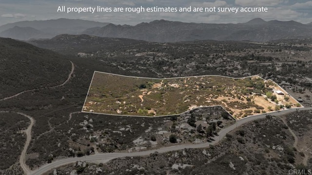 1480 Round Potrero Rd, Potrero, CA 91963 - aerial view of property's location with property boundaries highlighted and mountains