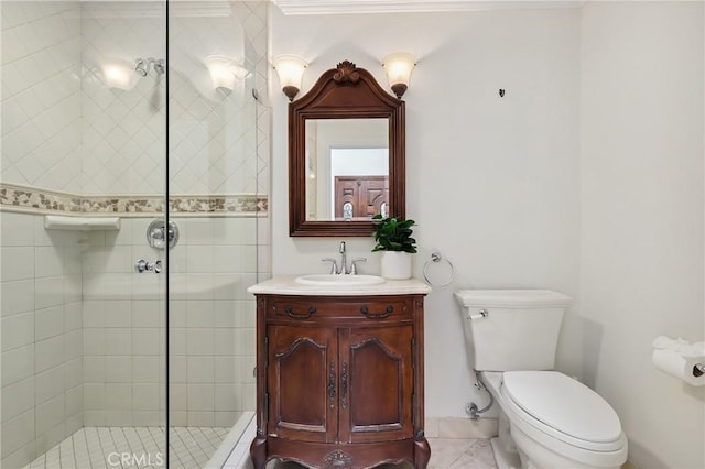 24622 Cresta Ct, Laguna Hills, CA 92653 - bathroom featuring tiled shower, vanity, and tile patterned floors