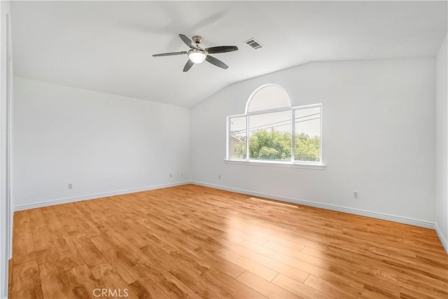 17787 Merridy St, Northridge, CA 91325 - unfurnished room with lofted ceiling, ceiling fan, and light wood-style flooring