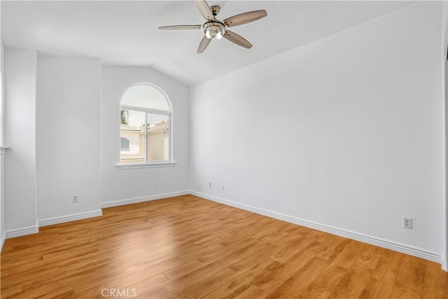 17787 Merridy St, Northridge, CA 91325 - spare room with a ceiling fan, vaulted ceiling, and light wood finished floors