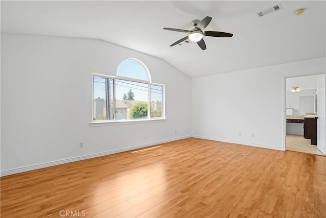 17787 Merridy St, Northridge, CA 91325 - spare room with lofted ceiling, light wood finished floors, and ceiling fan