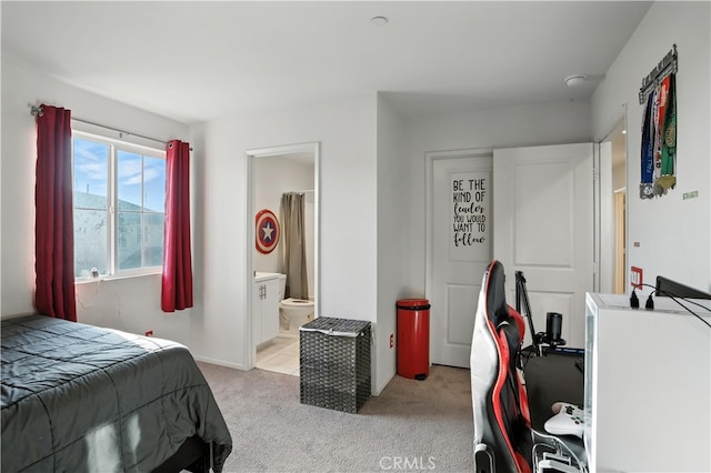 11715 Periwinkle Pl, Jurupa Valley, CA 91752 - bedroom with light carpet and connected bathroom