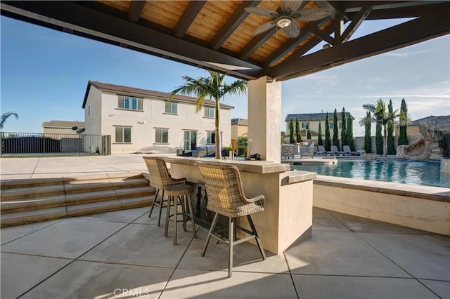11715 Periwinkle Pl, Jurupa Valley, CA 91752 - view of patio / terrace featuring an outdoor pool and a ceiling fan