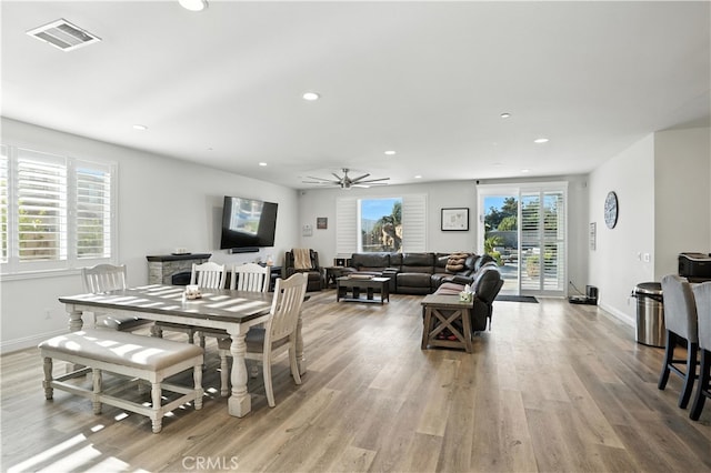 11715 Periwinkle Pl, Jurupa Valley, CA 91752 - dining area with light wood-type flooring, recessed lighting, and ceiling fan