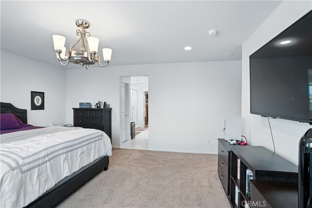 11715 Periwinkle Pl, Jurupa Valley, CA 91752 - bedroom with a chandelier, carpet, and recessed lighting