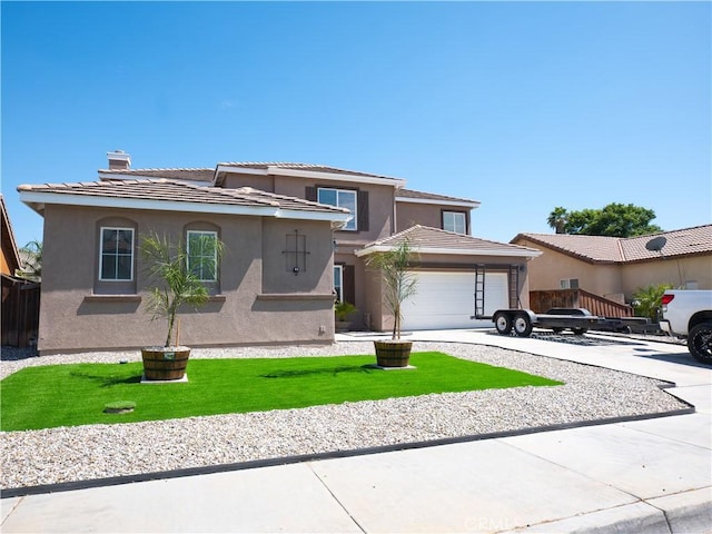 1870 Rosemont Cir, San Jacinto, CA 92583 - view of front of property featuring stucco siding, driveway, an attached garage, and a front lawn