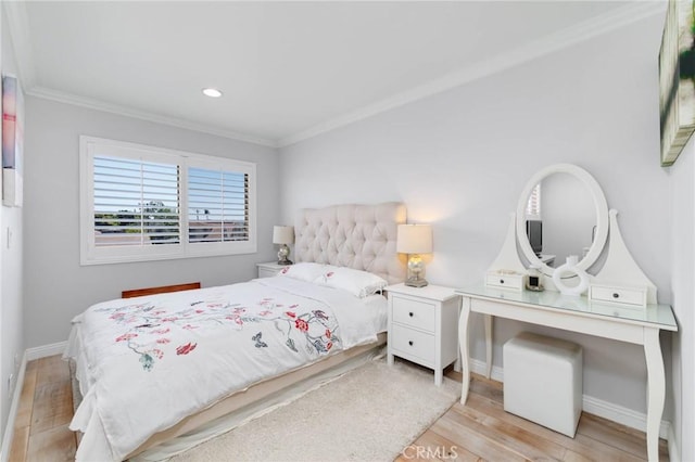 225 W Mission Rd Unit A, San Gabriel, CA 91776 - bedroom with light wood-style flooring, ornamental molding, and recessed lighting
