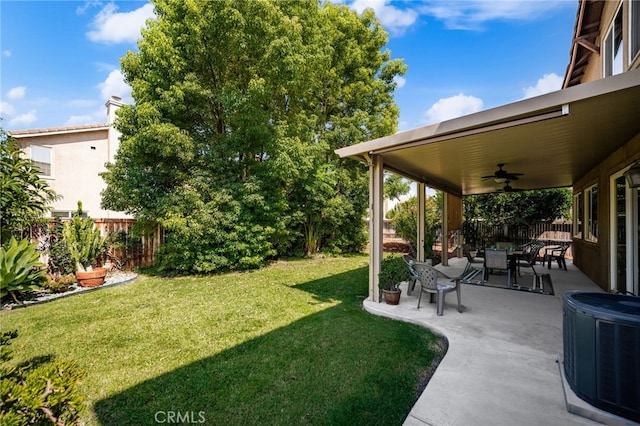 13014 Bermuda Ave, Chino, CA 91710 - fenced backyard with ceiling fan and a patio
