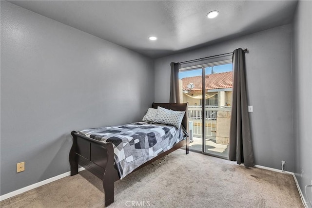 12012 Sproul St Unit 1/2, Norwalk, CA 90650 - bedroom with carpet flooring, access to outside, and recessed lighting