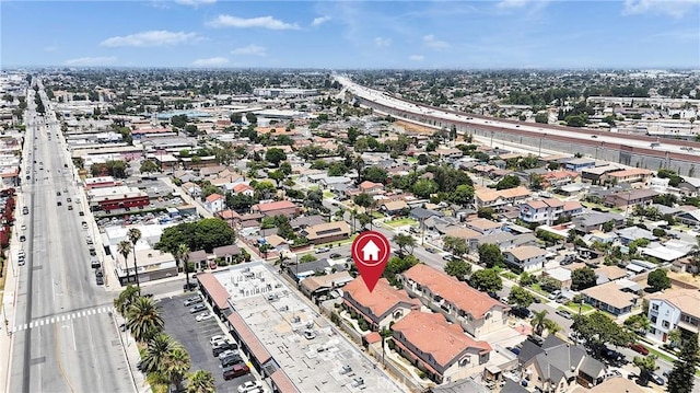 12012 Sproul St Unit 1/2, Norwalk, CA 90650 - aerial perspective of suburban area featuring a main thoroughfare
