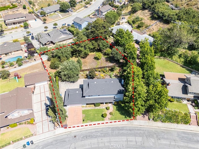 734 Puma Canyon Ln, Glendora, CA 91740 - aerial view of residential area with property parcel outlined