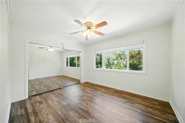 734 Puma Canyon Ln, Glendora, CA 91740 - empty room featuring ceiling fan, crown molding, and wood finished floors