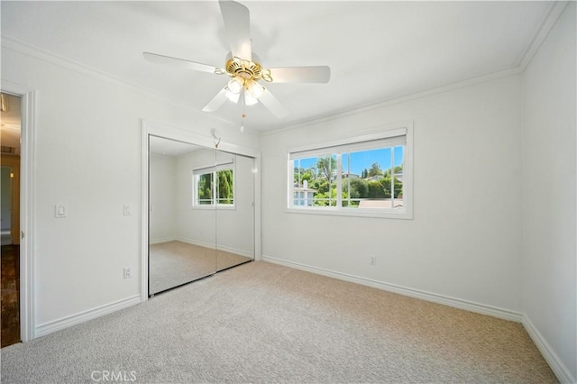 734 Puma Canyon Ln, Glendora, CA 91740 - unfurnished bedroom with carpet, ornamental molding, a closet, and ceiling fan
