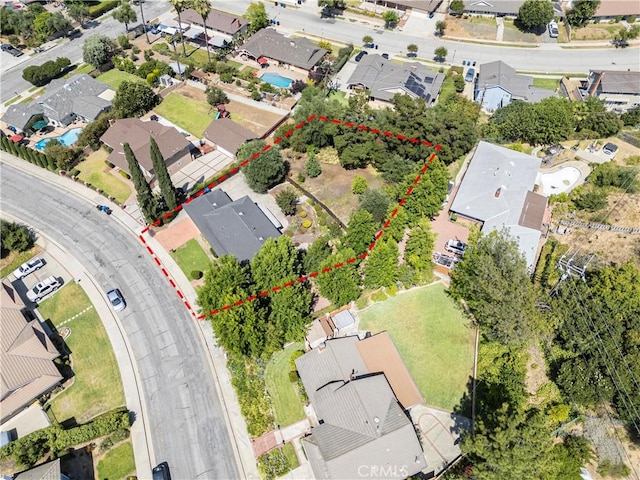 734 Puma Canyon Ln, Glendora, CA 91740 - aerial perspective of suburban area with property parcel outlined