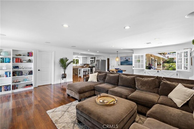 2805 Via Montecito, San Clemente, CA 92672 - living room featuring recessed lighting and dark wood-style flooring