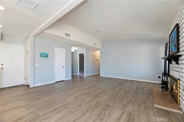 2294 Daisy Way, Hemet, CA 92545 - unfurnished living room with a fireplace, wood finished floors, and recessed lighting