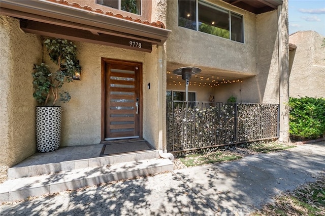 9778 Via Roma, Burbank, CA 91504 - property entrance with stucco siding and a tiled roof