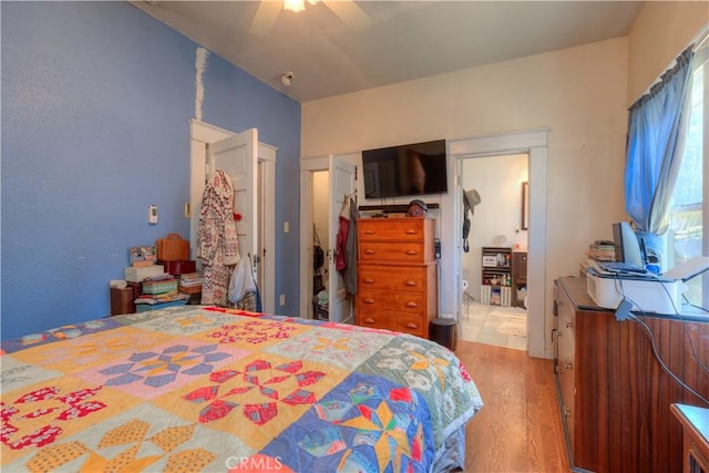 217 N Plumas St, Willows, CA 95988 - bedroom featuring wood finished floors, ceiling fan, and a closet