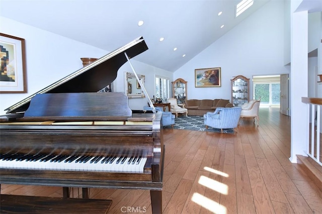 17000 Addison St, Encino, CA 91316 - interior space with high vaulted ceiling, hardwood / wood-style flooring, and recessed lighting