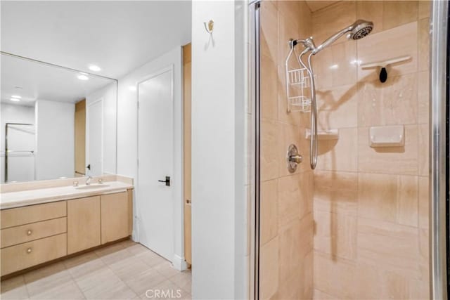 850 E Ocean Blvd Unit 1604, Long Beach, CA 90802 - full bathroom with a shower stall, vanity, and recessed lighting