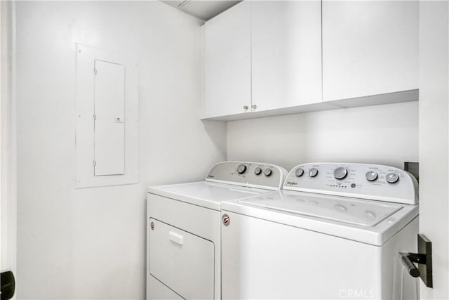 850 E Ocean Blvd Unit 1604, Long Beach, CA 90802 - laundry area featuring cabinet space, washing machine and dryer, and electric panel