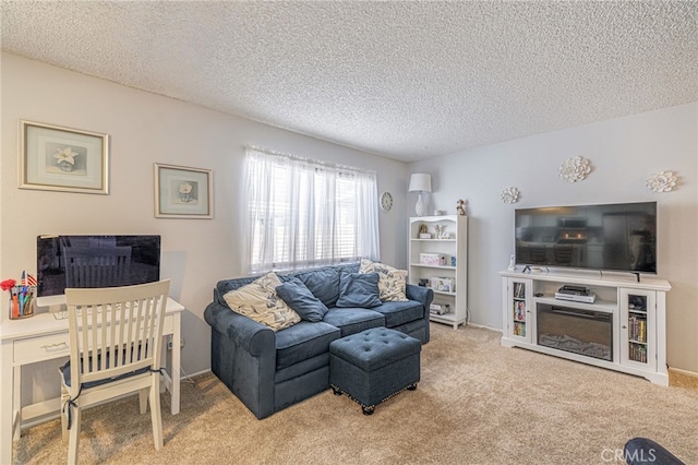 43840 Bobby Jones Dr Unit 22, Lancaster, CA 93536 - carpeted living area featuring a textured ceiling