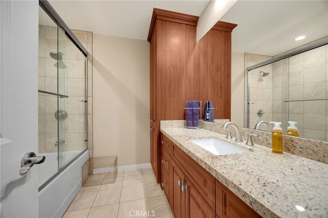 1219 N Van Buren St, Placentia, CA 92870 - full bath featuring vanity, tile patterned flooring, and combined bath / shower with glass door