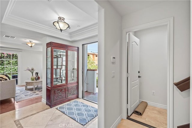 1128 Huntington Dr Unit C, South Pasadena, CA 91030 - entrance foyer featuring light tile patterned flooring, a raised ceiling, and ornamental molding