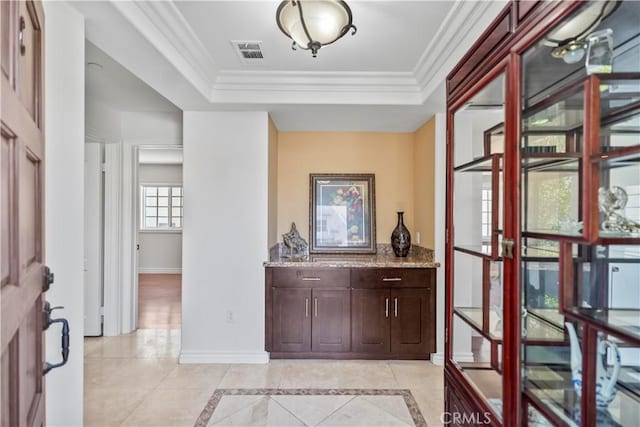 1128 Huntington Dr Unit C, South Pasadena, CA 91030 - entrance foyer with a raised ceiling, crown molding, and light tile patterned flooring