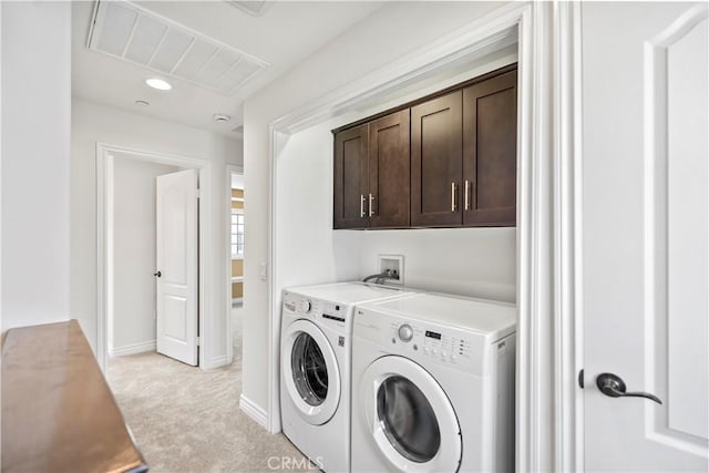 1128 Huntington Dr Unit C, South Pasadena, CA 91030 - washroom with cabinet space, light carpet, and washing machine and dryer