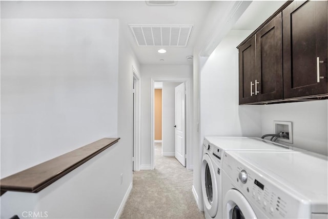 1128 Huntington Dr Unit C, South Pasadena, CA 91030 - washroom featuring cabinet space, washing machine and dryer, light colored carpet, and recessed lighting