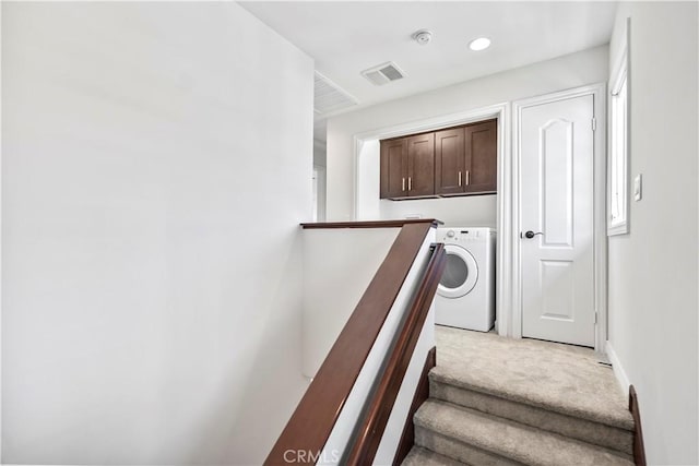 1128 Huntington Dr Unit C, South Pasadena, CA 91030 - stairs with washer / dryer, carpet flooring, and recessed lighting