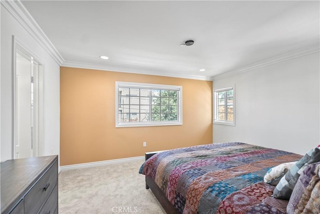 1128 Huntington Dr Unit C, South Pasadena, CA 91030 - bedroom with light carpet, crown molding, and recessed lighting