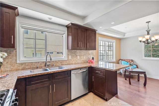 1128 Huntington Dr Unit C, South Pasadena, CA 91030 - kitchen with dishwasher, range, a peninsula, dark brown cabinetry, and recessed lighting