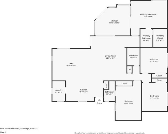 4936 Mount Elbrus Dr, San Diego, CA 92117 - view of floor plan / room layout