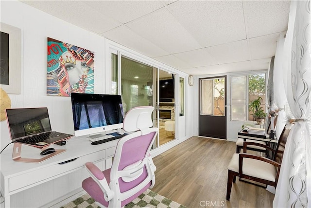 6002 Calvin Cir, Huntington Beach, CA 92647 - home office featuring wood finished floors and a drop ceiling