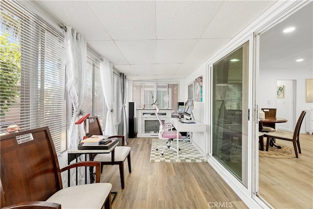 6002 Calvin Cir, Huntington Beach, CA 92647 - sunroom with wood finished floors, a paneled ceiling, and recessed lighting