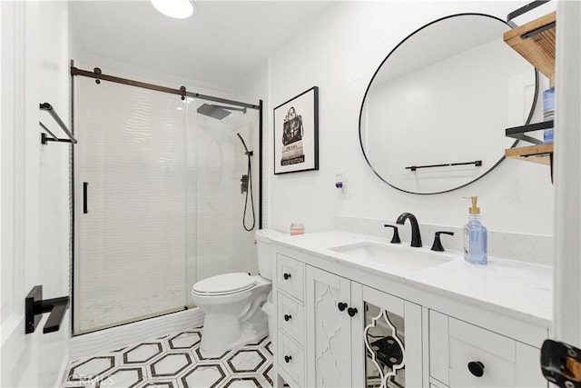 6002 Calvin Cir, Huntington Beach, CA 92647 - bathroom with vanity, a stall shower, and tile patterned floors