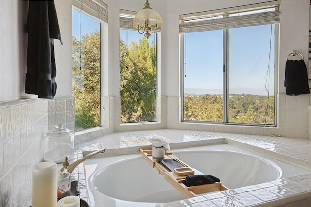 8042 Masefield Ct, West Hills, CA 91304 - full bathroom with a bath and a chandelier