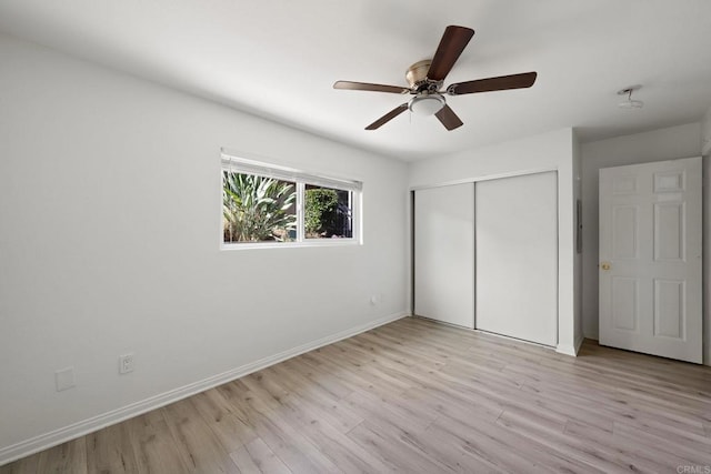 9860 Dale Ave Unit A8, Spring Valley, CA 91977 - unfurnished bedroom with a closet, light wood-type flooring, and a ceiling fan