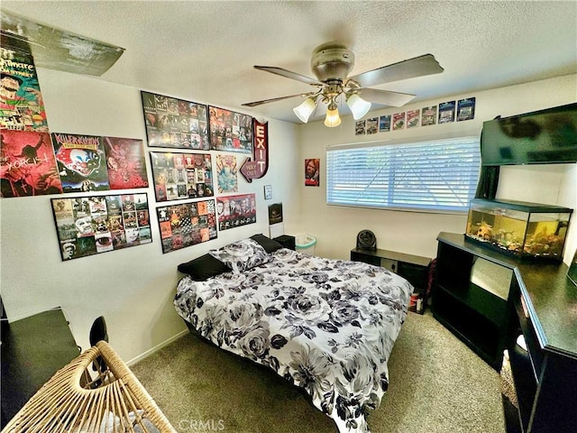 1602 W Dorothea Ave W, Visalia, CA 93277 - carpeted bedroom featuring a textured ceiling and a ceiling fan