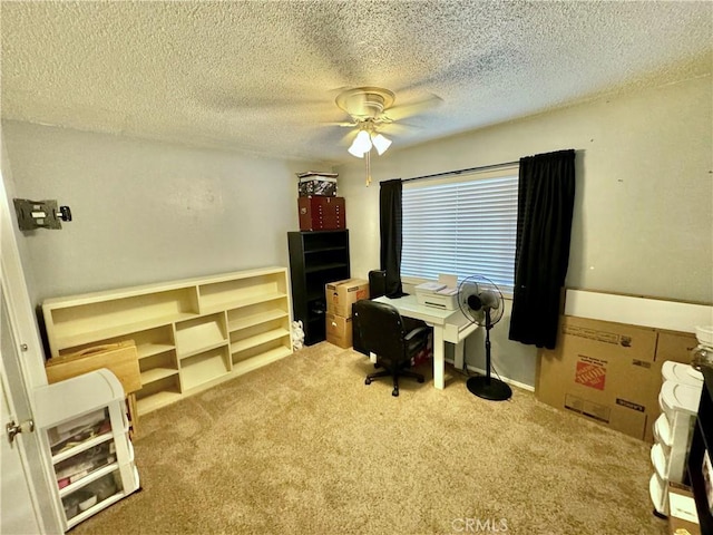 1602 W Dorothea Ave W, Visalia, CA 93277 - office space with ceiling fan, carpet flooring, and a textured ceiling