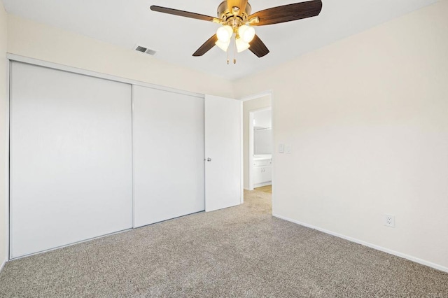 5149 Maplewood Cir, Oceanside, CA 92056 - unfurnished bedroom featuring carpet floors, a closet, and ceiling fan