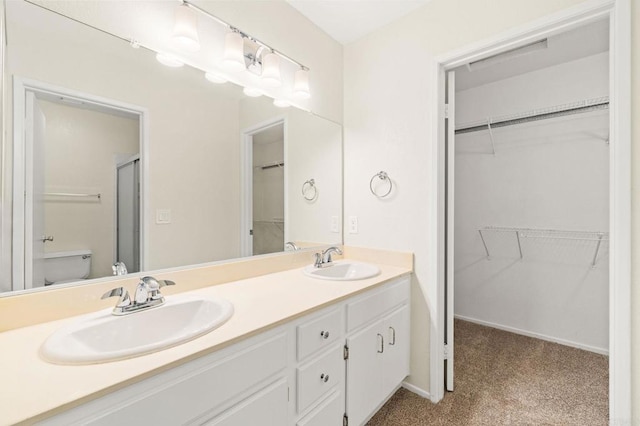 5149 Maplewood Cir, Oceanside, CA 92056 - full bath featuring double vanity, a shower with shower door, and a spacious closet