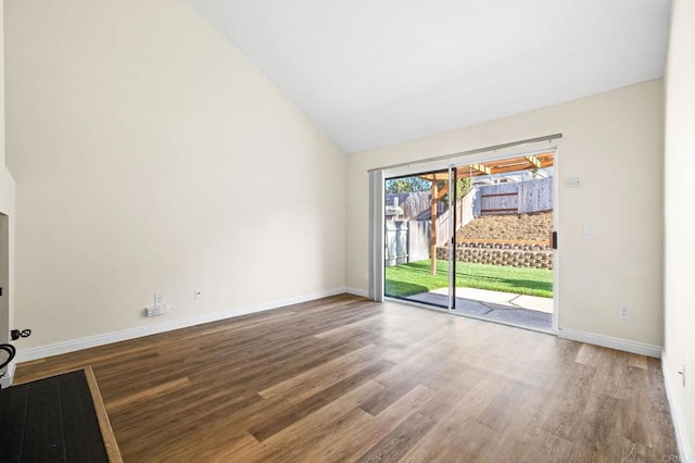 5149 Maplewood Cir, Oceanside, CA 92056 - unfurnished room with wood finished floors and high vaulted ceiling