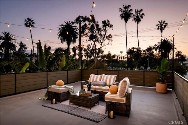 1030 Echo Park Ave, Los Angeles, CA 90026 - patio terrace at dusk featuring a patio area and an outdoor living space