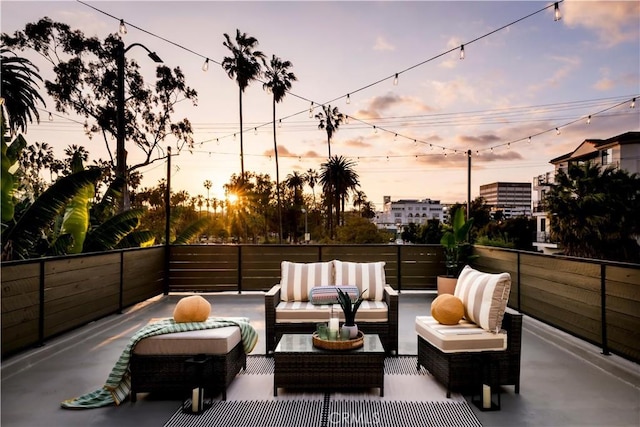 1030 Echo Park Ave, Los Angeles, CA 90026 - patio terrace at dusk with an outdoor hangout area