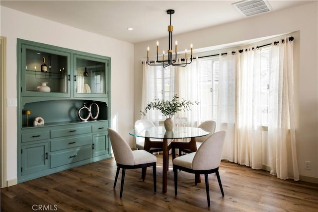 1030 Echo Park Ave, Los Angeles, CA 90026 - dining space with a chandelier, dark wood-type flooring, and recessed lighting