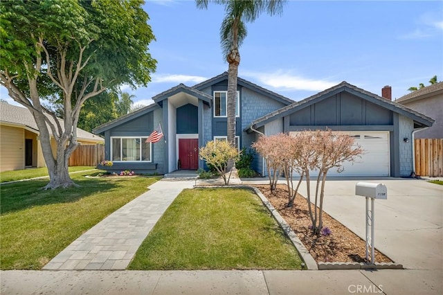 1358 Oakhurst Ct, Camarillo, CA 93010 - mid-century home featuring concrete driveway, an attached garage, and board and batten siding